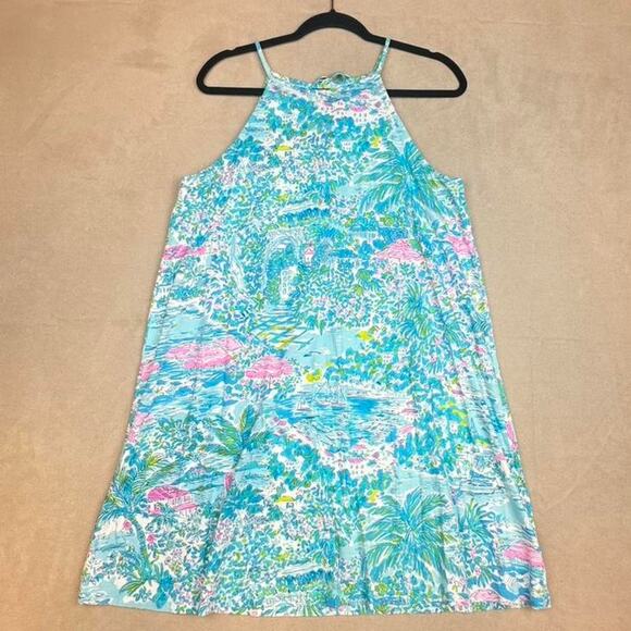 Lilly Pulitzer Dresses & Skirts - Lilly Pulitzer blue and pink sleeveless dress pink tassels size L sku 288-V09